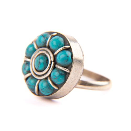 Tibetan ring turquoise beads - tibetan,