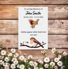 Personalised Robin Enamel Pin Badge & Card Gift Memorial Funeral Favour Keepsake