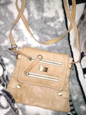 River Island Tan Leather Pouch Crossbody Vintage Small Bag.