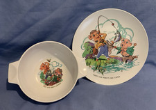 Melaware Pinky And Perky Bowl & Plate Melmex Vintage 1960