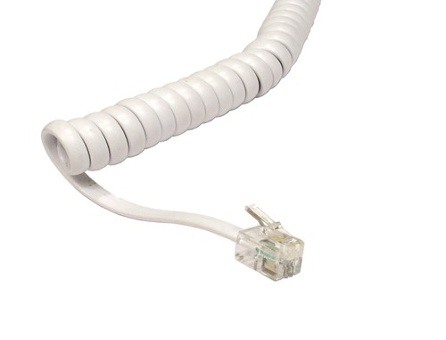 White telephone handset cable - white,