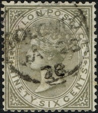 SG 132 CEYLON 1872 – 96c DRAB – USED
