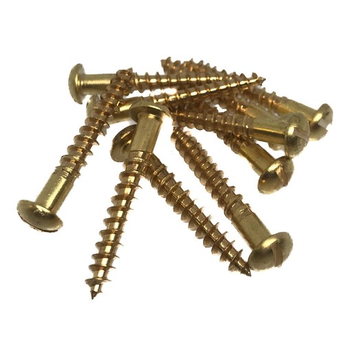 Brass roundhead slotted - roundhead, wood