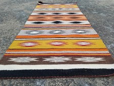 Antique Navajo Hand-woven Native American Gallup Throw Wool Rug 138x63cm