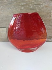 Red Glass Oval Vase