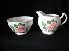 Royal Vale Bone China Milk Cream Jug Sugar Bowl Pretty Pink Florals