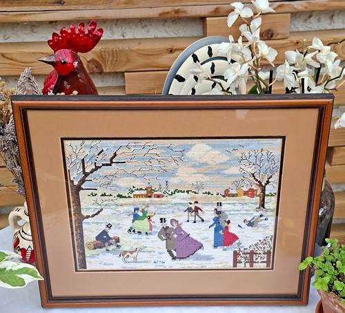 Framed finished cross stitch - finished,