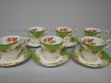 PARAGON ROCKINGHAM GREEN SET OF 6 COFFEE CUPS & SAUCERS FINE BONE CHINA