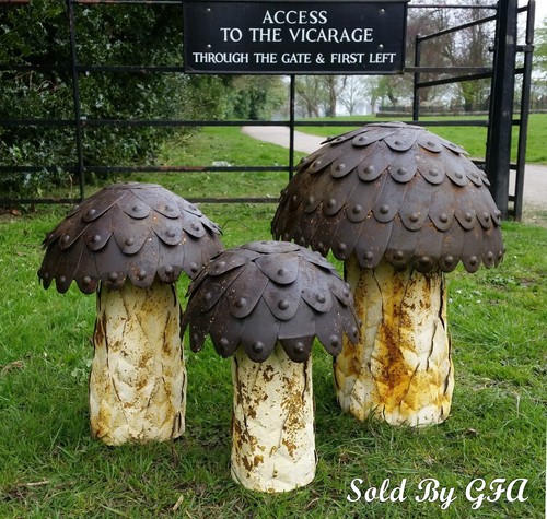 Metal mushrooms rusty - mushrooms,