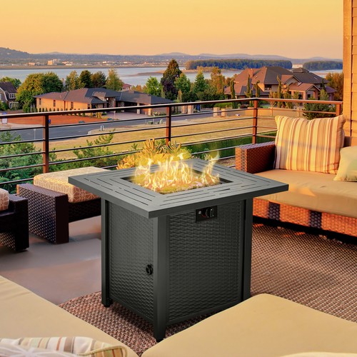 Square propane fire pit table - square,