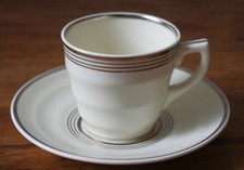 Keith Murray Wedgwood Moonstone Cup and Saucer 2 Piece Set Etruria England 1930s