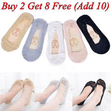 Anti-slip Women Footsies Skin Shoe Liners Invisible Thin Lace Socks Sheer PAIR