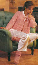5, LADY'S DK BED JACKET & SOCKS 30-50" S M L & XL VINTAGE KNITTING PATTERN COPY