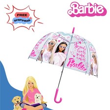 40Inch Barbie Girls Bubble Umbrella Manual Open Close Rain Brolly for 3-7Year
