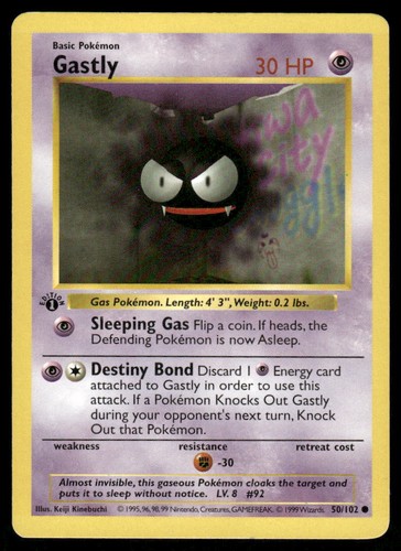 Pokemon cards gastly 102 - gastly, 50/102