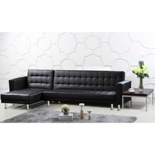HAWTHORN BLACK FAUX LEATHER MULTI FUNTIONAL CORNER SOFA BED