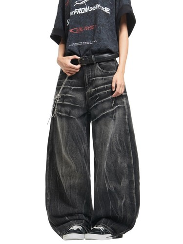Men distressed baggy jeans - distressed,