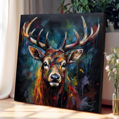 Stag expressionism canvas wall - stag,