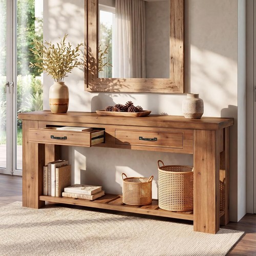 Modern solid wood console - 63'',