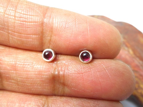 Sterling silver garnet stud - sterling,