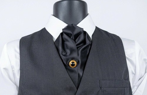 Black satin cravat with - with, gold