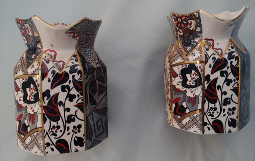 Pair hand painted masons - pair, of