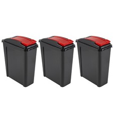 25L Slimline Recycle Bin with Flap Lid Kitchen Waste Feed Storage UK (Set of 3)