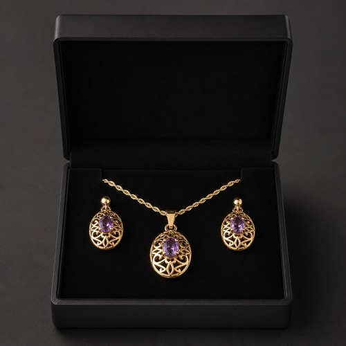 Gold tone filigree amethyst - gold,