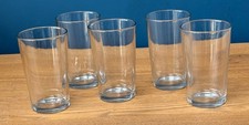 Set of 5 Plain Clear Glass Tumblers 4 1/4" High