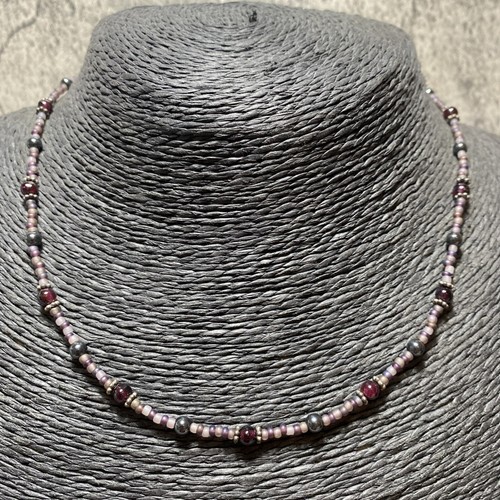 Retro garnet beaded necklace - retro,