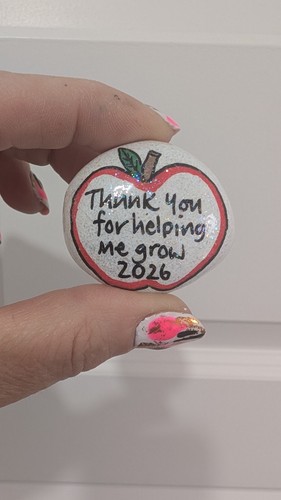 Hand painted pebble thank - hand,