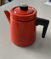 Findel Red Enamel Coffee Pot Complete Vintage Retro 1970s