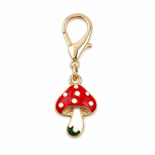 Mushroom keyring red white - red,