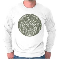 Vintage Outdoor Night Hiking Happy Camper Long Sleeve Tshirt for Men or Women