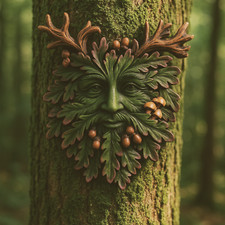 Green Man Wall Plaque – Pagan Tree Spirit Garden Decor Ornament 14.5cm Resin
