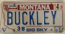 Vanity BUCKLEY license plate