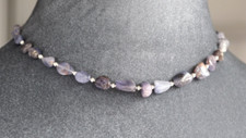 GRADUATED TANZANITE NUGGET NECKLACE  ~ 925 STERLING SILVER 17" IN LENGTH