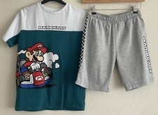 Nintendo Mario Kart Short Pyjama Set, Teal/Grey Mix, Aged 9 Years