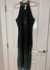 Principles Black & Green Sequin Ombre Dress – Size 14