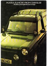 Chrysler Matra Simca Rancho 1978-79 UK Market Foldout Sales Brochure