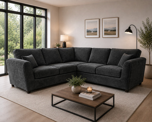 Charcoal grey fabric corner - charcoal,