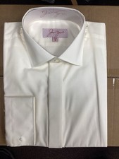 Men’s Ivory Plain Collar Shirt Size 17.5