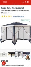 Argos Home 4m Hexagonal Garden Gazebo with Side Panels -Blue