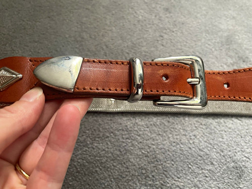 Men brown leather belt - belt, size