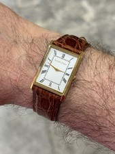 Bueche Girod Gents Solid Gold Tank Watch Crocodile Strap Gold Buckle 24mm * 35mm