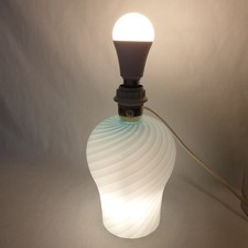 Vintage Murano Glass Table Lamp Blue Spiral Pattern Davinci 1960/70's Dual Light