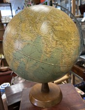 Antique Philips 13.5” Terestrial Globe On Oak Plinth 