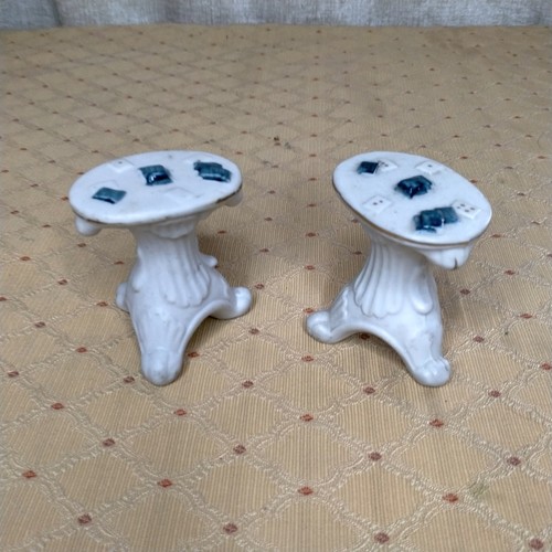 Pair ceramic victorian card - ceramic,