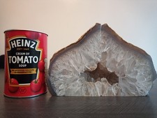 Natural clear quartz crystal geode bookends