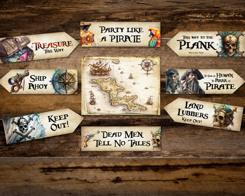 Pirate themed arrows signs - &,